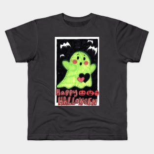 Happy Halloween Cute Green Ghost Doll Kids T-Shirt